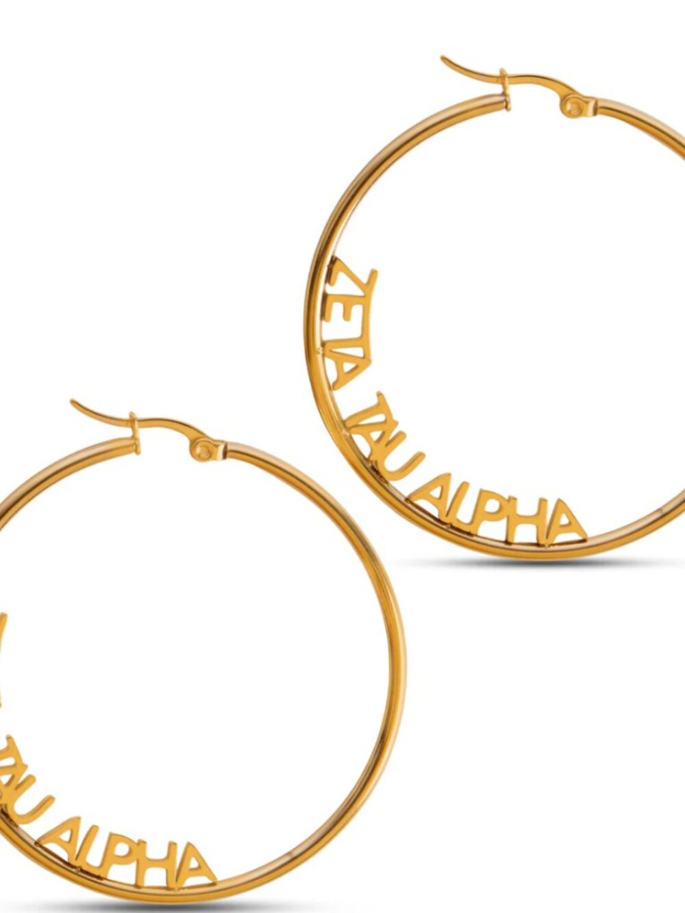 Zeta Tau Alpha Gold Hoop Earrings, NWT
